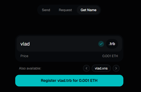 Registering a @trb name on x2xPay