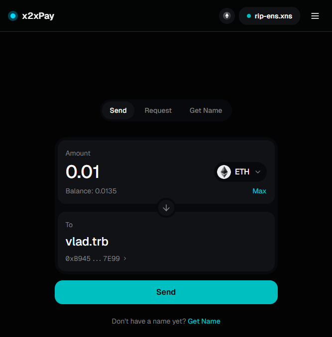 Your @trb name displayed in the wallet